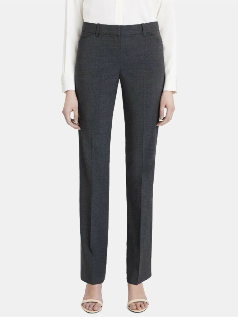 Theory Straight Leg Sevona Max C Charcoal Grey Trousers